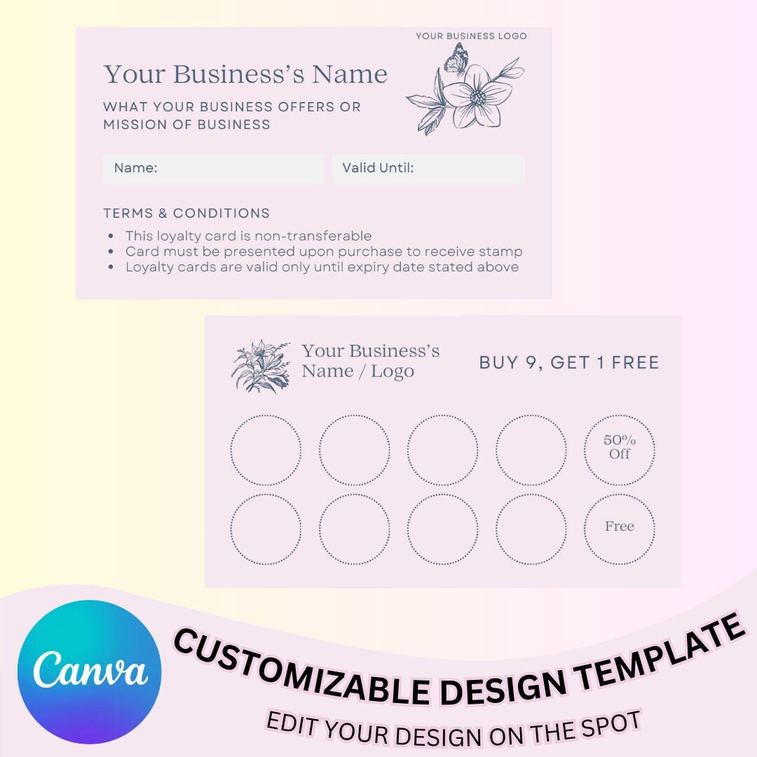 Business Loyalty Card, Loyalty Card, Customizable Loyalty Card