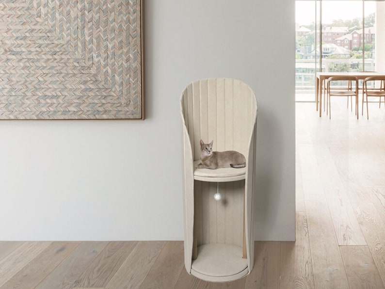 Duo Haven Wood Minimalist Cat Tree Beige Cat Tower Modern Etsy