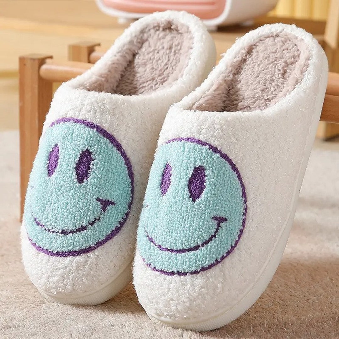 Smiley Face Fluffy and Cozy Slippers Unisex Cute and Etsy