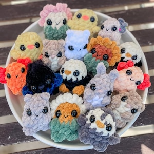 Winziges gehäkeltes Stofftier,Amigurumi Stofftier,Amigurumi Stofftier,Amigurumi Stofftier,Plüsch Chenille,Axolotl,Vogel,Hamster,Kaninchen,Biene,Blume,Adler,Ente