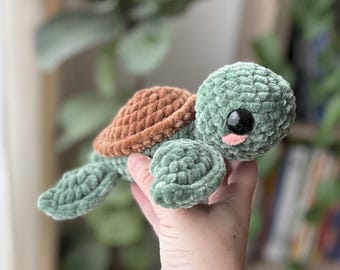 Crochet Sea Turtle Plush, Amigurumi Turtle Toy, Handmade, chenille or blanket yarn