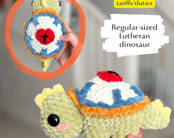 Lutheran dinosaur chenille amigurumi plush, handmade crochet