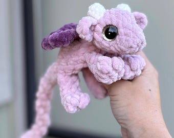 Crocheted Baby Dragon Plush Toy, Amigurumi Chenille Yarn Stuffed Animal
