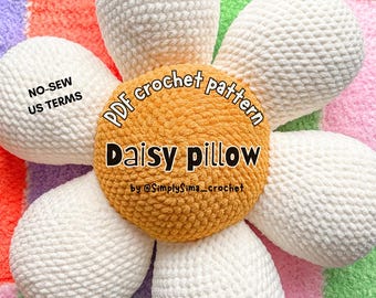 Patrón PDF de ganchillo sin costuras para cojín de margaritas, cojín amigurumi de flores de verano extragrande, hilo de chenilla o manta.
