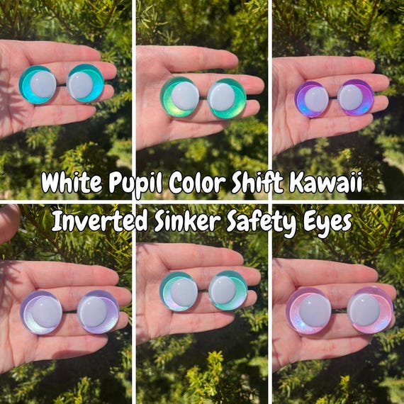 Color Shift White Pupil Safety Eyes, Kawaii Amigurumi Eyes