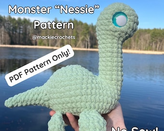 Schema all&#39;uncinetto per il mostro di Lochness &quot;Nessie&quot; - Scarica PDF SENZA CUCITO - Schema all&#39;uncinetto per amigurumi