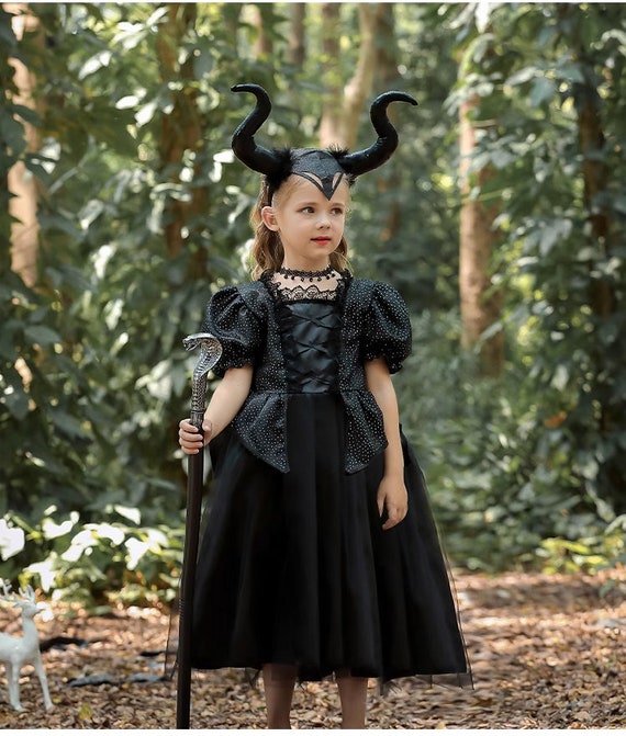 Costume da corna di Malefica, ali nere, per bambini, ragazze, compleanno,  Halloween, cosplay -  Italia