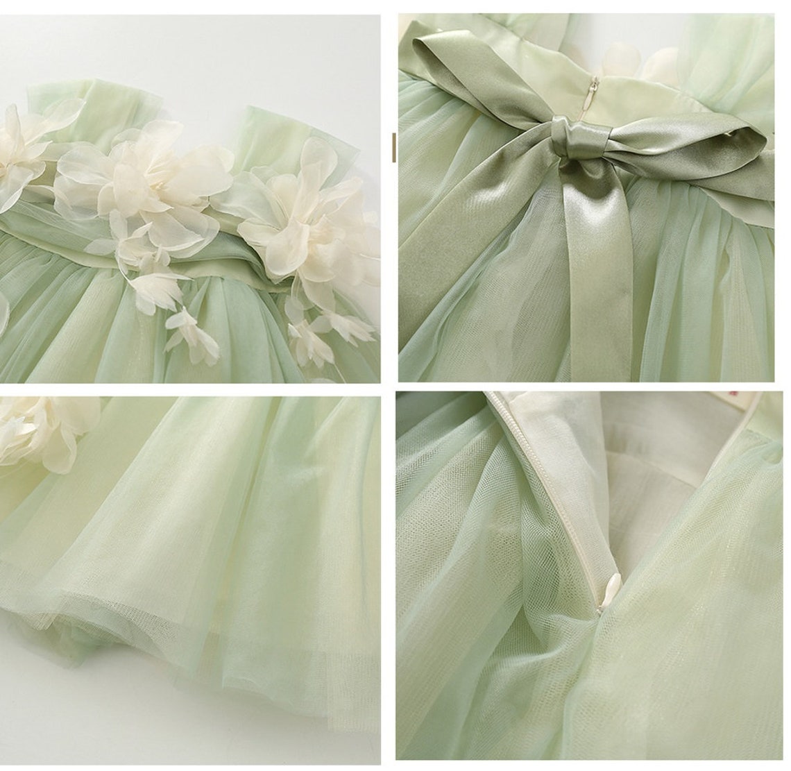 Green Tulle Sleeveless with Flowers Fairy Princess Dress Dress up Costume for Kids Girls Toddlers imagem 8