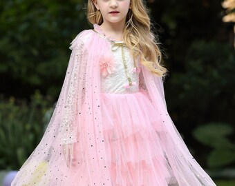 Shimmer Sparkle  Tulle  Cape|  Dress up Halloween Costume for Kids Girls Toddlers