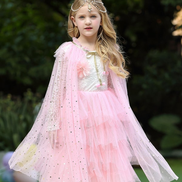 Shimmer Sparkle  Tulle  Cape|  Dress up Halloween Costume for Kids Girls Toddlers