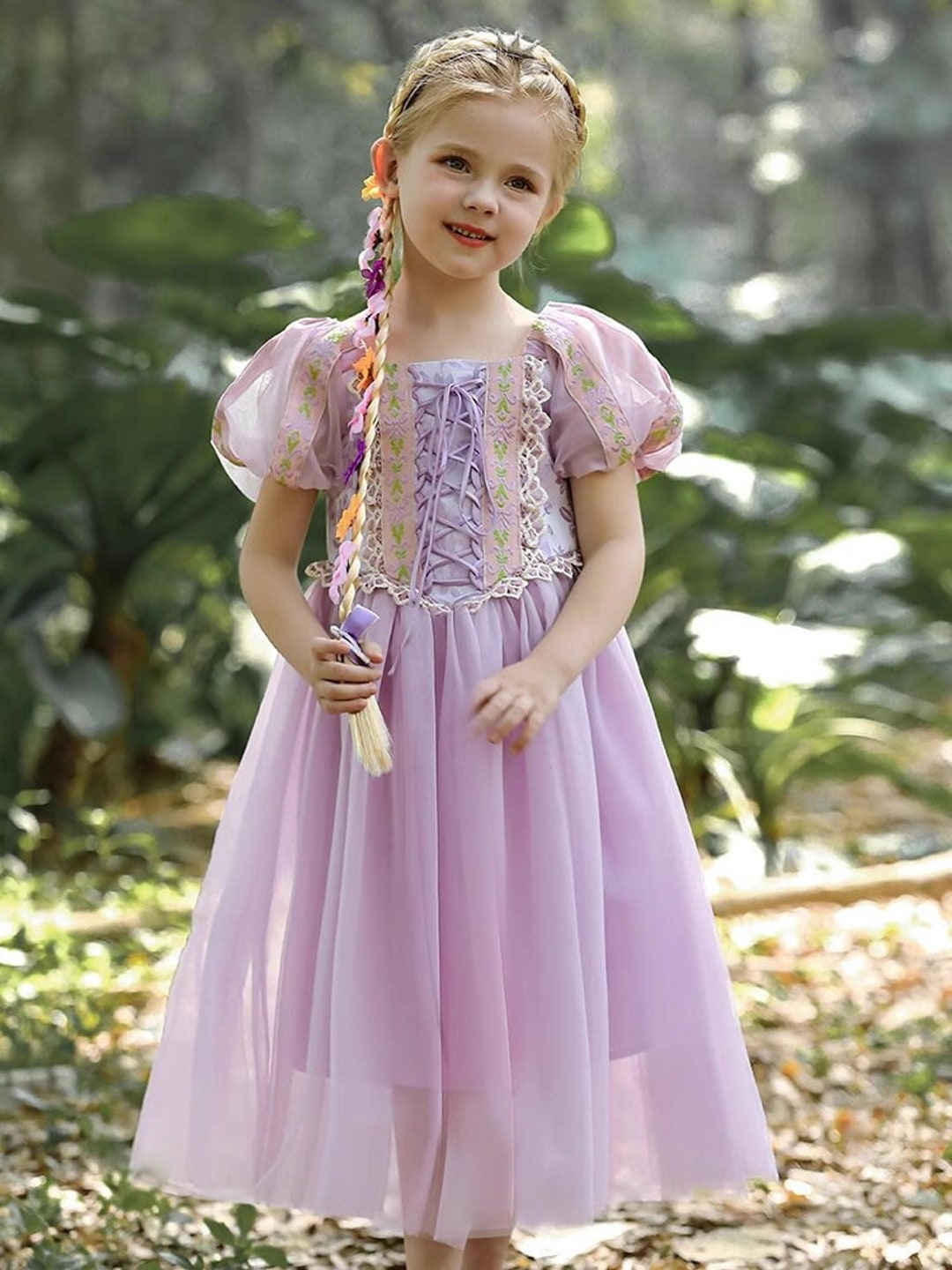Rapunzel Prinzessin Kostüm Für Mädchen 120cm Lila Mit Zubehör