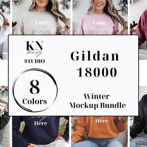 Holiday Gildan 18000 Sweatshirt Mockup Bundle, Winter Gildan 18000 Mocks, G180 Crewneck Mock-up Bundle, Christmas Gildan Sweatshirt Mock Ups