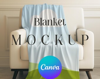Blanket Canva Mockup, Velveteen Modern Neutral, Easy Drag and Drop Mockups, Quality PNG Canva Overlay, Transparent Blank Printify Mock up
