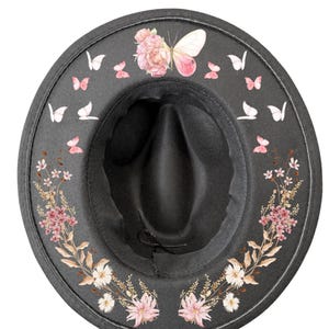Kids Floral Butterfly Fedora Hat: Pink & White