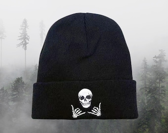 Skeleton Embroidery Beanie Hat Unisex