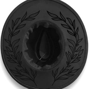 Dark Shadow Floral Magical Fedora Wide Brim Hat, Witch hat, Fairy Fairies Gothic Witchy Festival Outdoor Halo Crown Hat