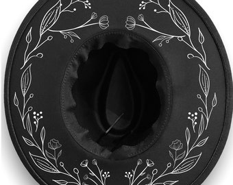Floral Fedora Hat, Gothic Witchy Festival, Vegan Felt