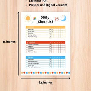 Kid's Daily Checklist | Editable School to Do List | Children's Planner ...