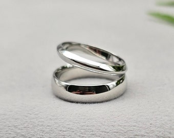 Unique Thin Double Layer Stacking Ring, Solid 925 Sterling Silver Ring, Thumb Double Band Ring, Wide Wedding Band Ring, Mothers Day Gift her