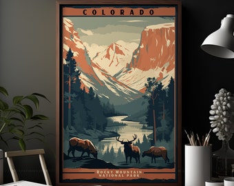 The Rocky Mountains in Colorado, Travel Poster, Explore the Outdoors, landscape print, beautiful Colorado Wall Decor
