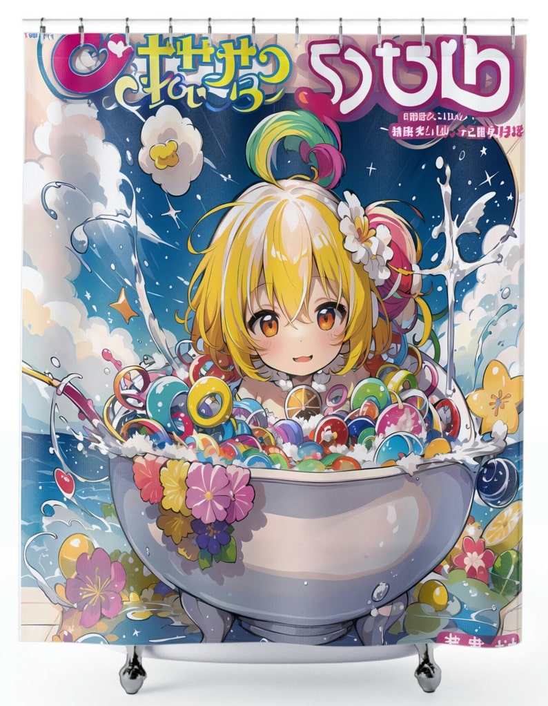 Kawai Anime Shower Curtain Coolest Gift for Anime Fan Cool Etsy