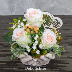 Tischgesteck im Korb, mit rosa oder weißen Magnolien Kunstgesteck Gesteck 35cm