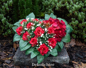 Grabgesteck Herz Grabschmuck Grabherz Gesteck 36cm Kunstgesteck