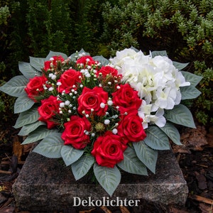 Grabgesteck Herz Grabschmuck Grabherz Gesteck 36cm Kunstgesteck Rot2