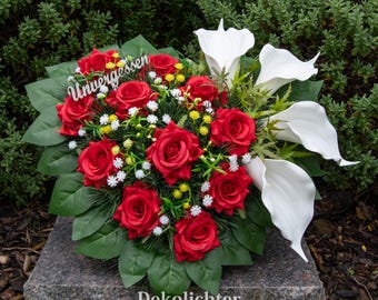 Grabgesteck Herz Grabschmuck Grabherz Gesteck 36cm Kunstgesteck