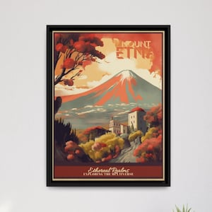 Mount Etna Digital Print JPG PDF Printable Sicily Italy Travel Poster | Ethereal Realms Collection Wall Art Instant Download