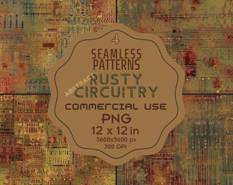 Rusty Circuitry DIGITAL Papers Placa de circuito antigo imprimível Fundos de padrões SEM EMENDA