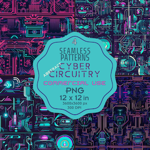 Cyber Abstract Circuitry DIGITAL Papers Printable Circuit Board SEAMLESS Patterns Backgrounds
