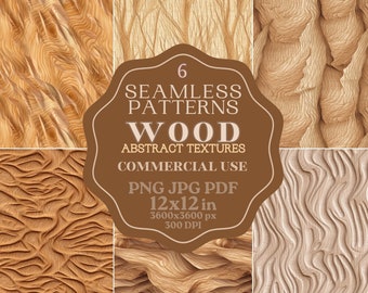 Sfondi astratti in legno ondulato con texture / Carte DIGITALI con venature del legno ondulate / Motivi senza soluzione di continuità con superficie increspata