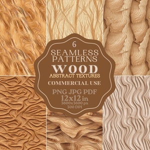 Sfondi astratti in legno ondulato con texture / Carte DIGITALI con venature del legno ondulate / Motivi senza soluzione di continuità con superficie increspata