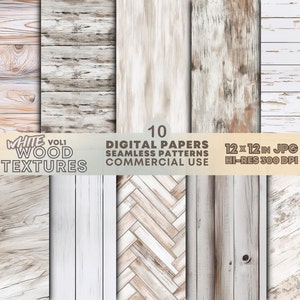 Verontruste lichte houten planken digitale papierset, boerderij hout rustieke naadloze patronen, verweerde natuurlijke houtnerf achtergronden