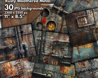 Texturas de metal enferrujado: fundos de tubos e chapas industriais (pacote digital)