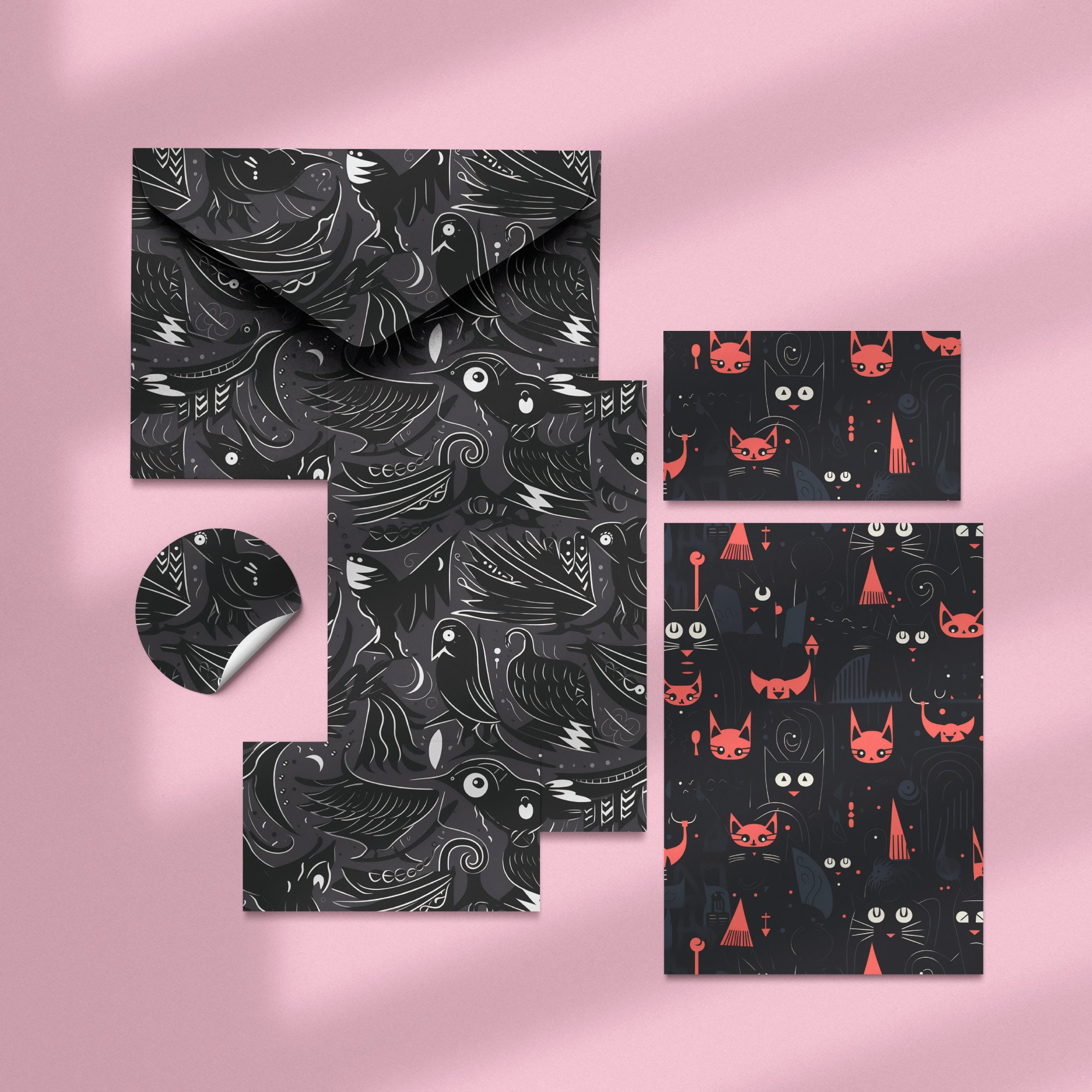 Spooky Black SEAMLESS Patterns Printable Dark Halloween DIGITAL Papers ...