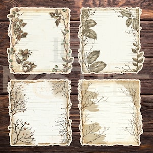 FUSSY CUTS Shabby Notes Branches Border, PRINTABLE Rustic Aged Lined ...