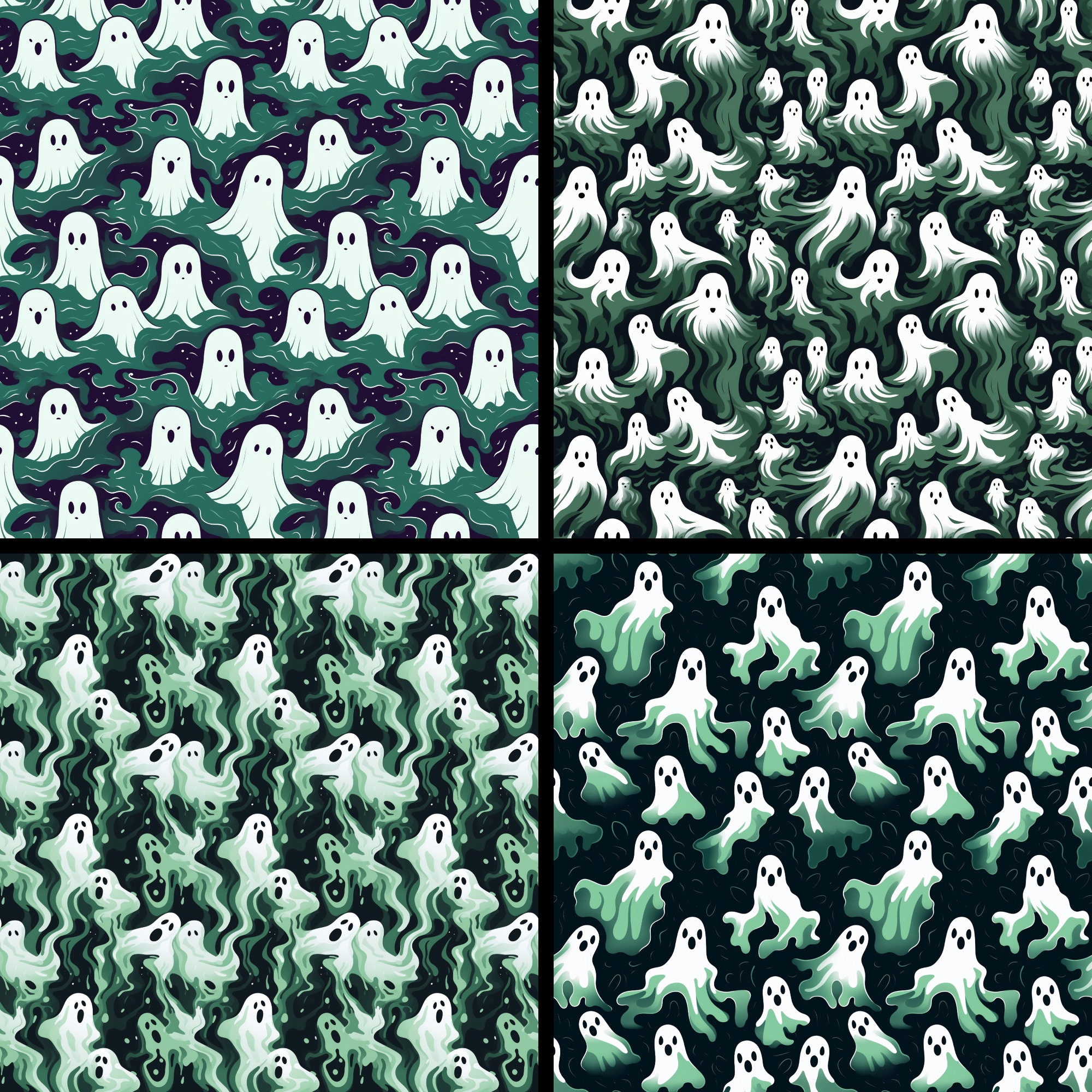 Seamless Ghost Pattern Pack Printable Spooky Halloween Ghosts DIGITAL ...