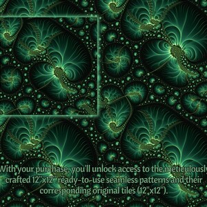 Green Fractals DIGITAL Papers Printable Fractal Geometry SEAMLESS ...