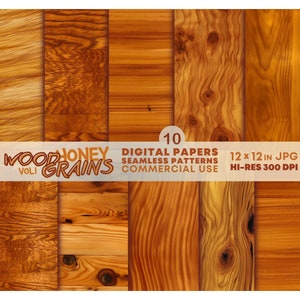 Luxus Holzmaserung Texturen | Poliert Golden Brown Holz Digitale Hintergründe | Reiche Honig Holz SEAMLESS Patterns & Printable Papers