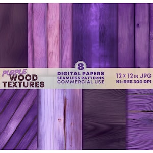 Pakket gemengde paarse houtnerftexturen | NAADLOZE realistische violette houtpatronen | Rustieke fantasie houten planken Achtergronden en digitaal papier