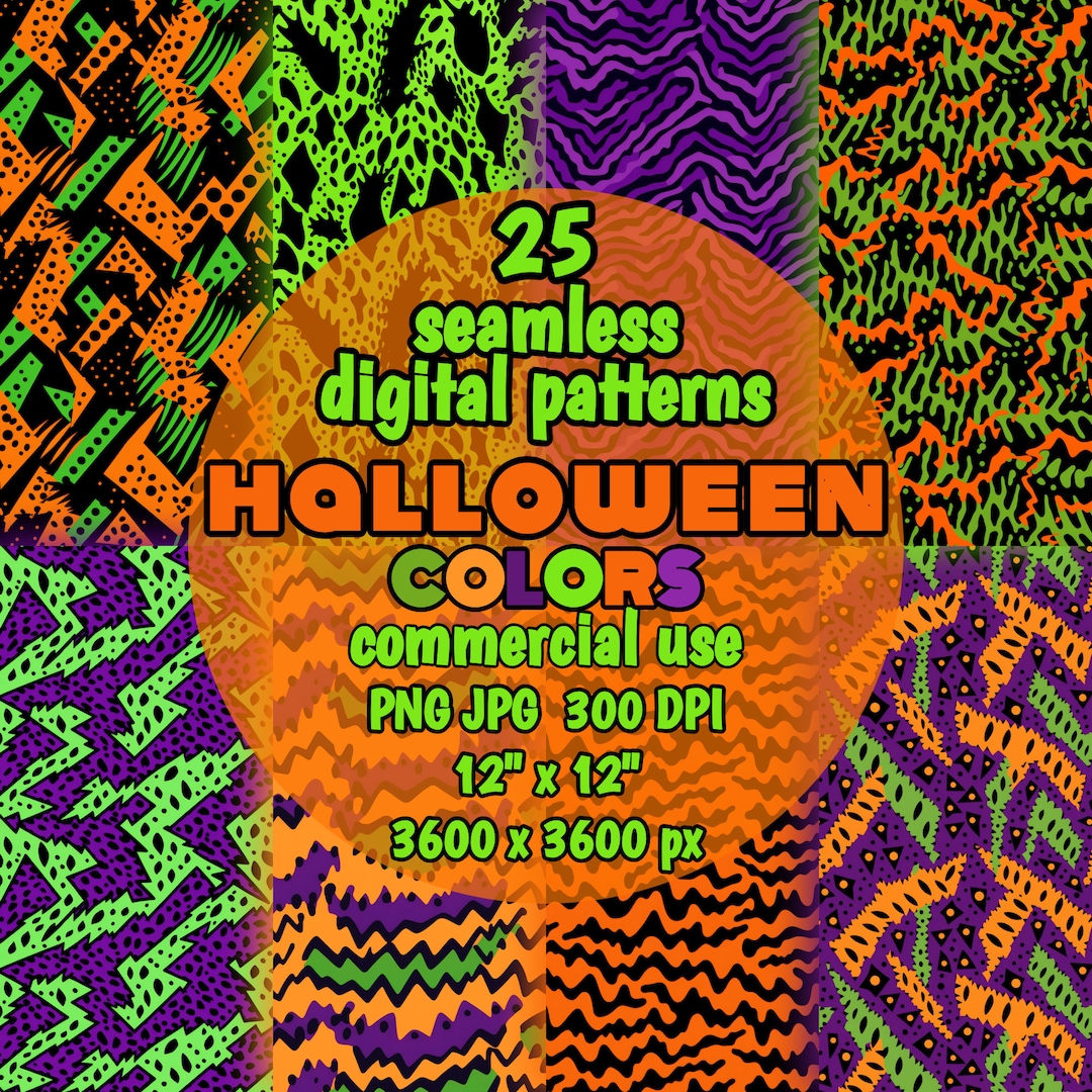 Halloween SEAMLESS Patterns Printable Halloween Colors Digital Papers ...