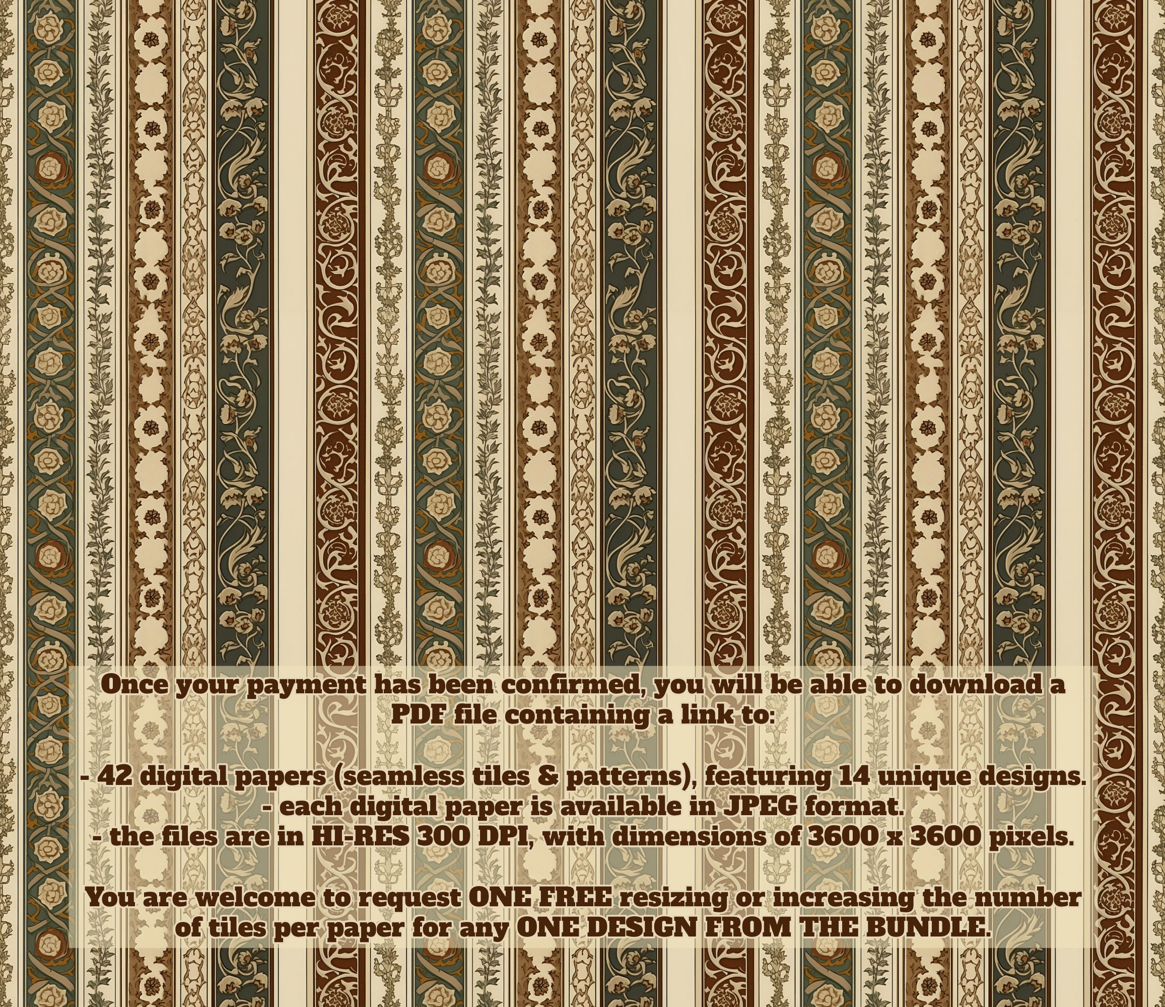Antique Florals Digital Papers JPG Printable Medieval Decorative ...