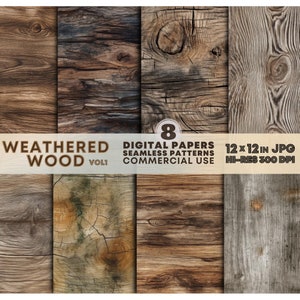 Texturas de vetas de madera desgastadas, patrones digitales, papeles sin costuras con vetas de madera desgastadas, fondos de madera rústica con textura envejecida.