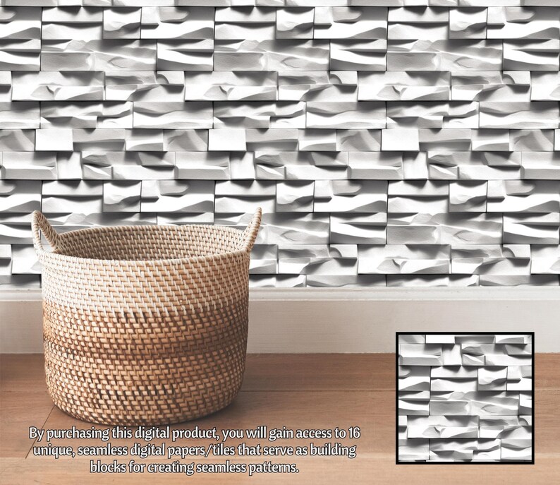 Brick &amp; Stone Wall Textures DIGITAL Papers Printable Black White Walls ...