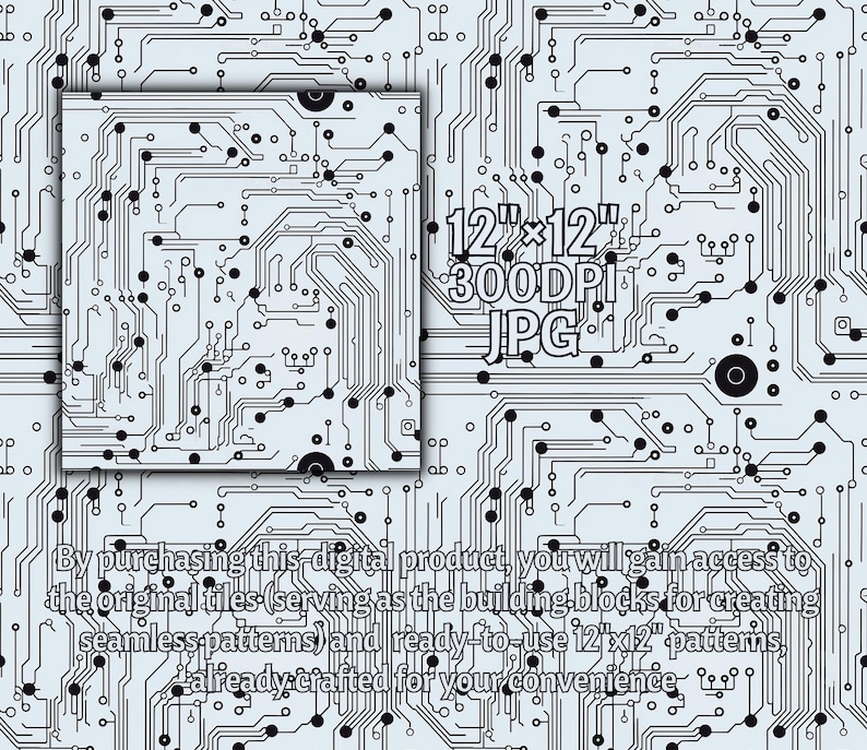 White Circuit Board SEAMLESS Patterns Printable Cyber Circuitry DIGITAL ...