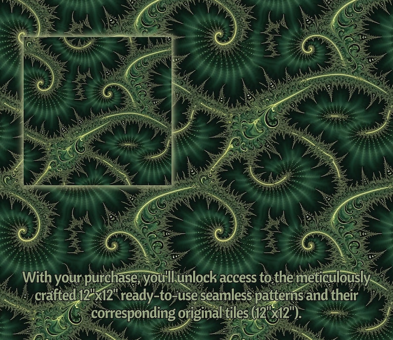 Green Fractals DIGITAL Papers Printable Fractal Geometry SEAMLESS ...