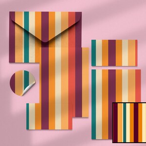 Retro Palette Vertical Stripes Digital Papers Printable 60s 70s Striped ...