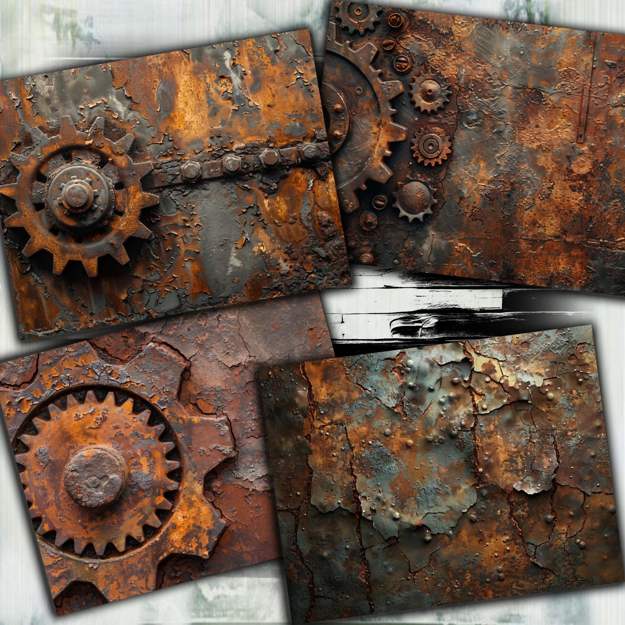 Rusty Gears & Metallic Textures Backgrounds | Industrial Decay Bundle ...